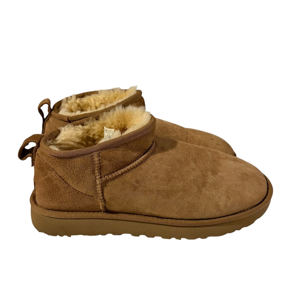 UGG Classic Ultra Mini Chestnut Suede Ankle Boots 1116109 Brown Womens 9